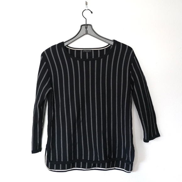 rag & bone Tops - Rag&Bone Navy/White Striped 3/4 Sleeve Cotton Blend Sweater sz M